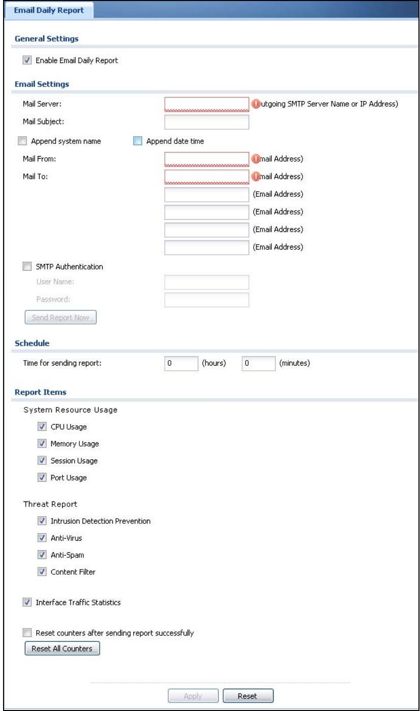 ZYXEL ZYWALL USG 20 - Email Daily Report - 1