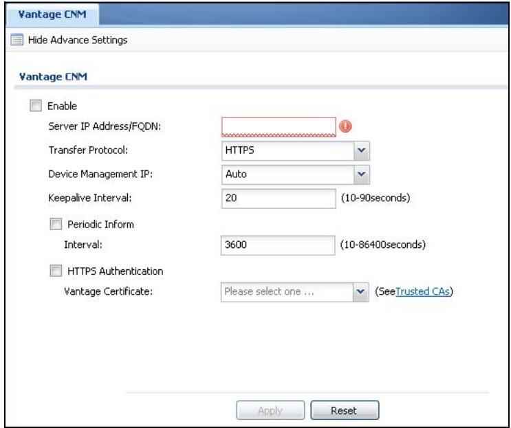 ZYXEL ZYWALL USG 20 - Configuring Vantage CNM - 1