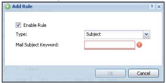 ZYXEL ZYWALL USG 20 - The Anti-Spam Black or White List Add/Edit Screen - 1