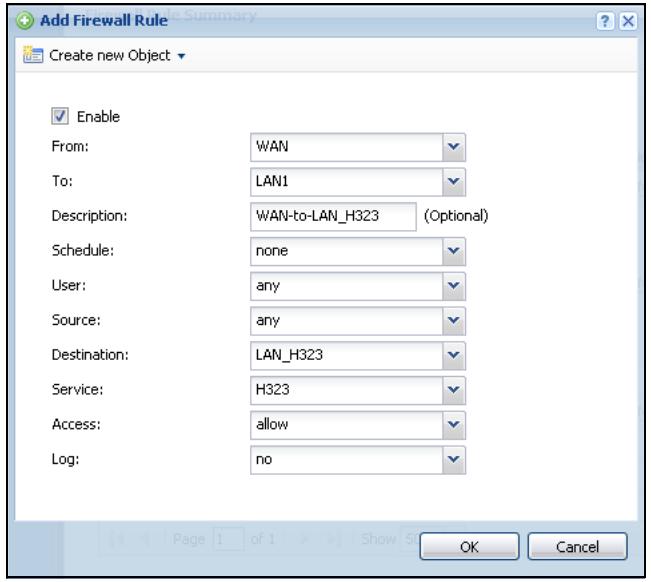 ZYXEL ZYWALL USG 20 - Set Up a Firewall Rule For H.323 - 1