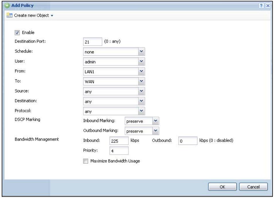 ZYXEL ZYWALL USG 20 - The Bandwidth Management Add/Edit Screen - 1