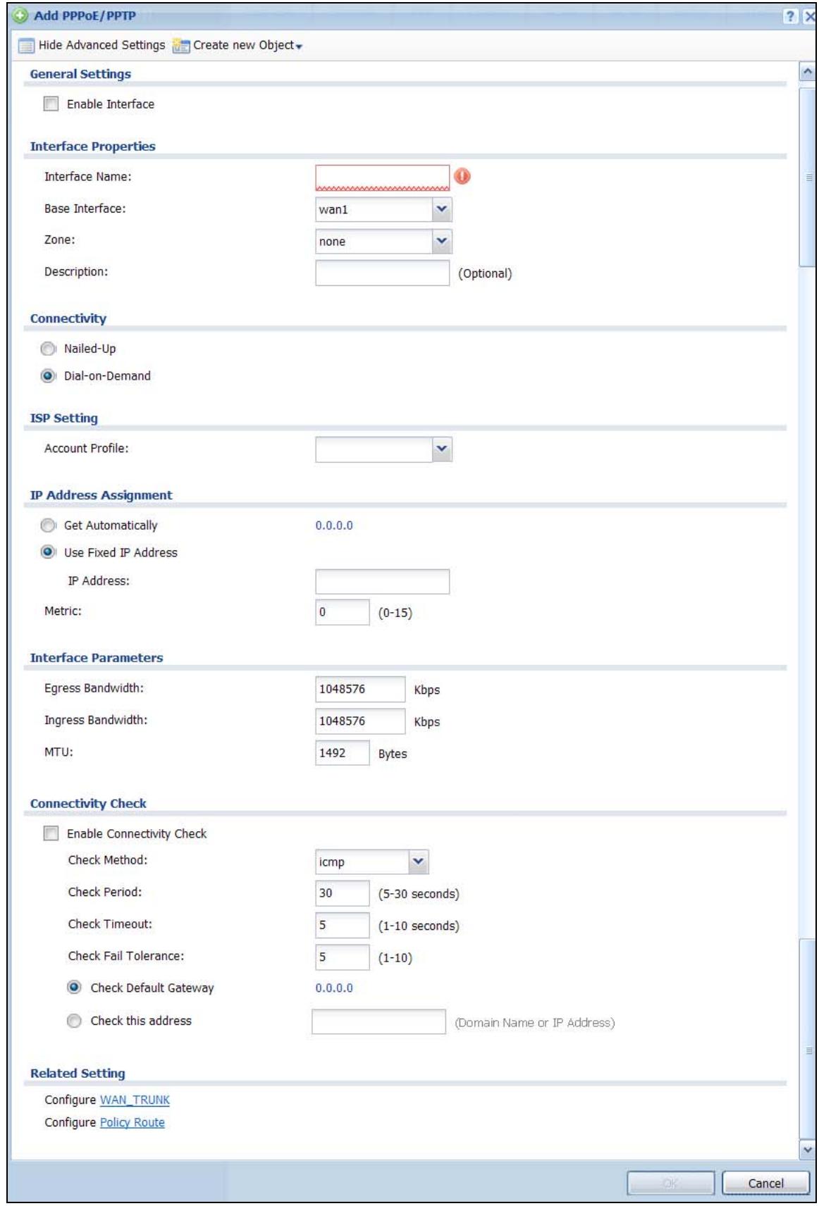 ZYXEL ZYWALL USG 20 - PPP Interface Add or Edit - 1