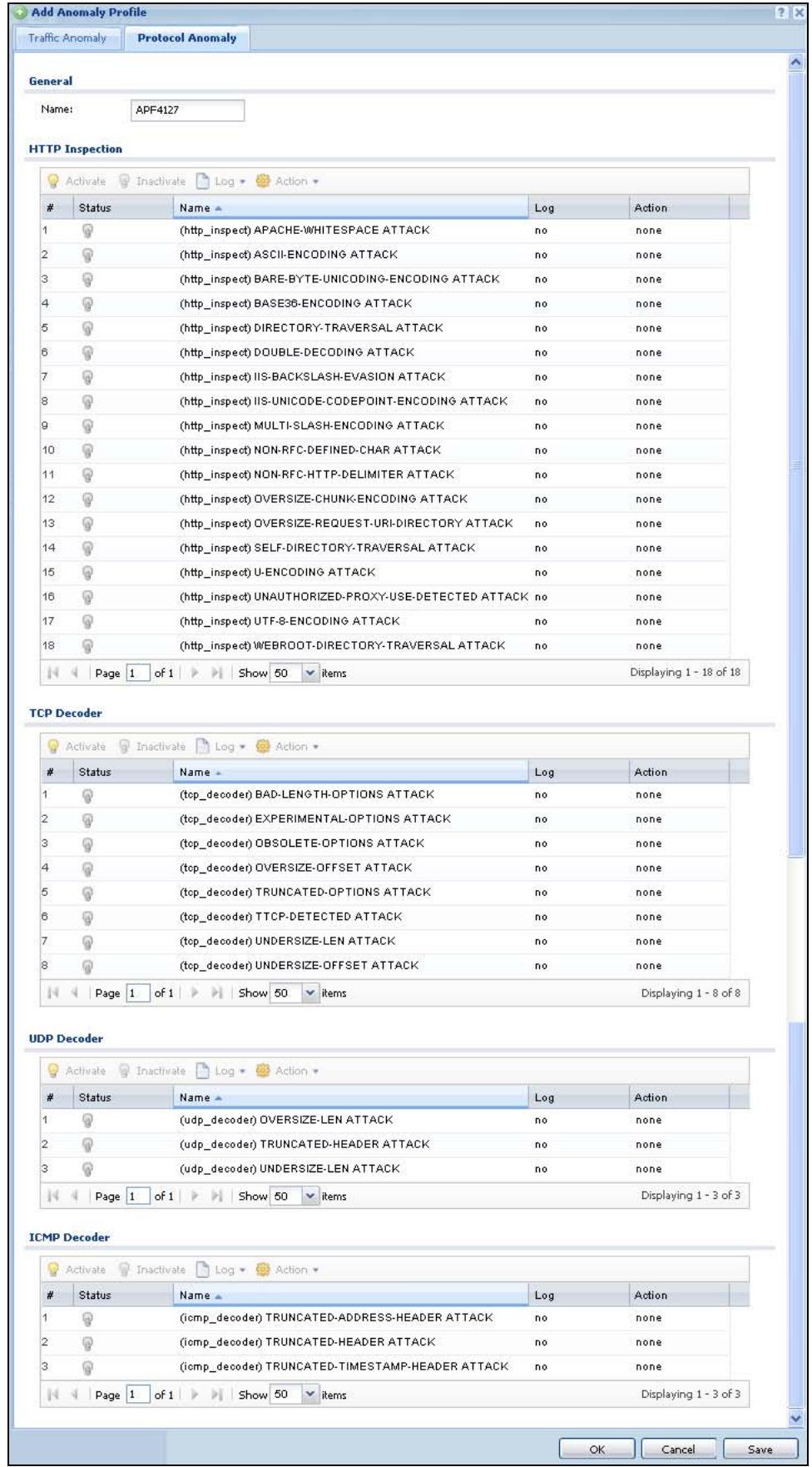 ZYXEL ZYWALL USG 20 - Protocol Anomaly Configuration - 1