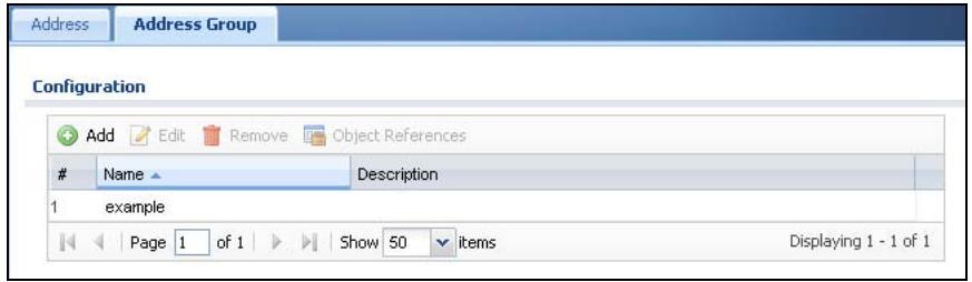 ZYXEL ZYWALL USG 20 - Address Group Summary Screen - 1