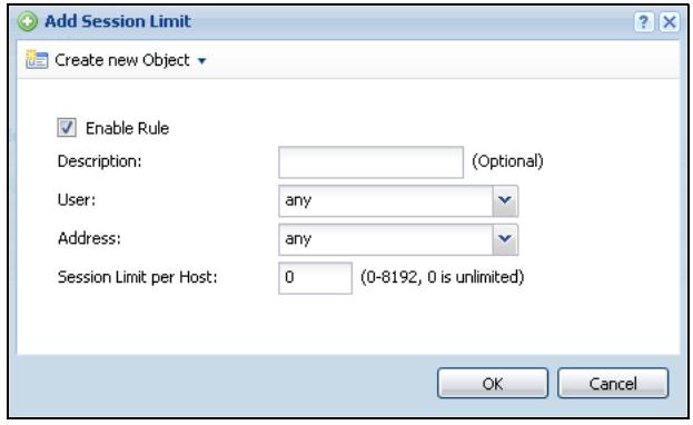 ZYXEL ZYWALL USG 20 - The Session Limit Add/Edit Screen - 1