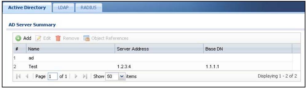 ZYXEL ZYWALL USG 20 - Active Directory or LDAP Server Summary - 1