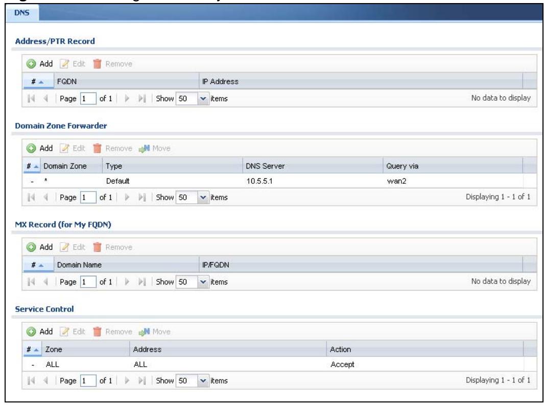 ZYXEL ZYWALL USG 20 - Configuring the DNS Screen - 1
