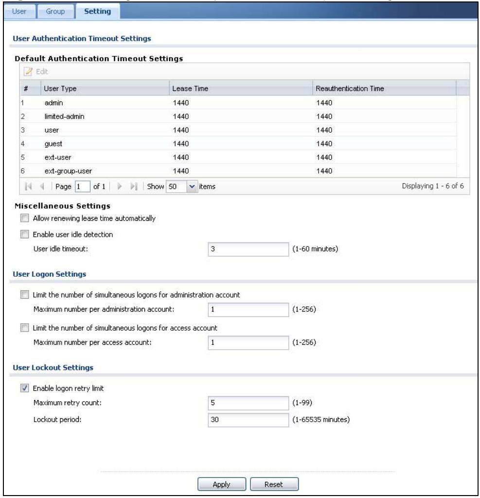 ZYXEL ZYWALL USG 20 - Setting Screen - 1