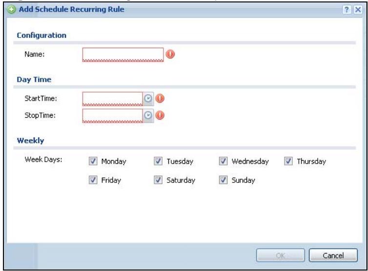 ZYXEL ZYWALL USG 20 - The Recurring Schedule Add/Edit Screen - 1