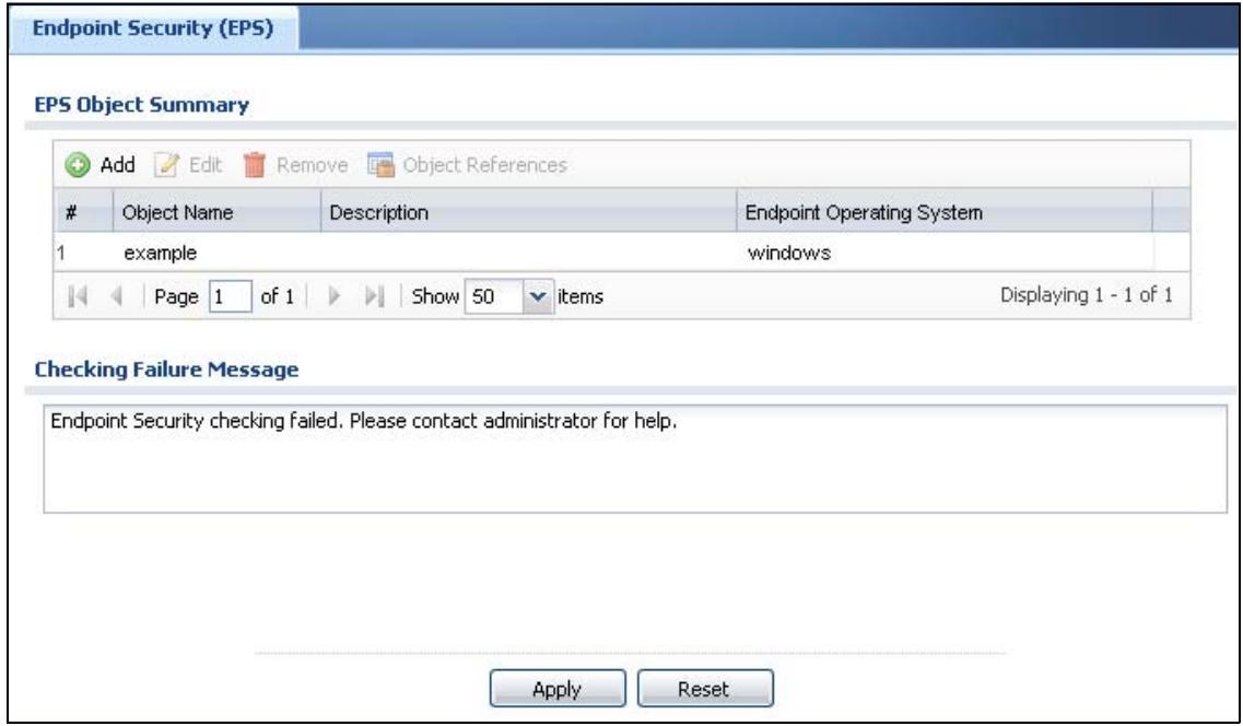 ZYXEL ZYWALL USG 20 - Endpoint Security Screen - 1