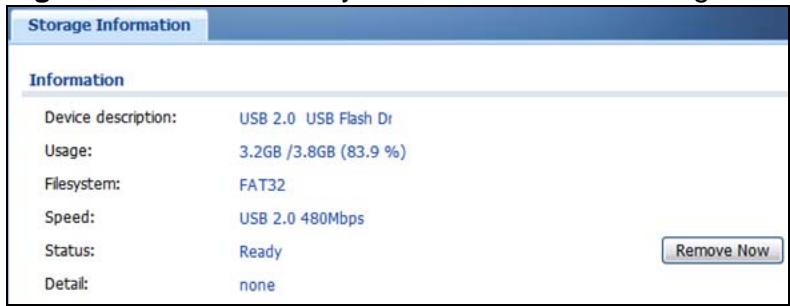 ZYXEL ZYWALL USG 20 - USB Storage Screen - 1