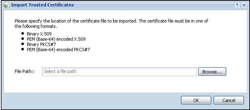 ZYXEL ZYWALL USG 20 - The Trusted Certificates Import Screen - 1