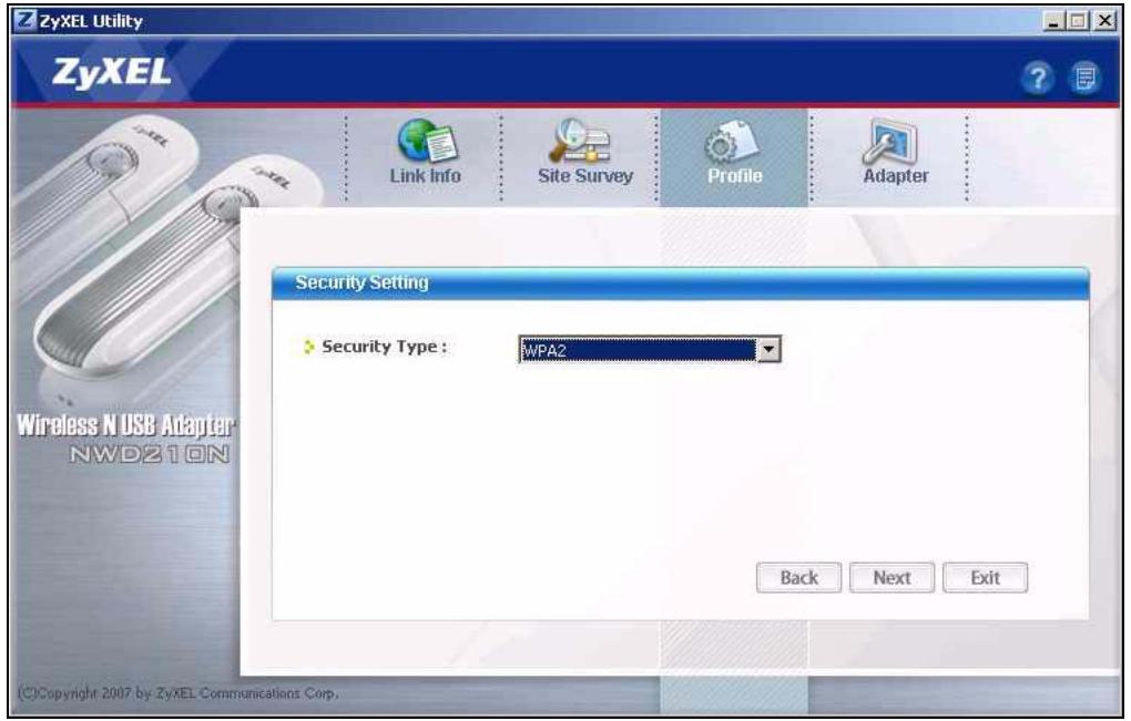 ZYXEL ZYWALL USG 20 - Add a new profile. This example uses "ZYXEL_WPA" as the name. It is also the SSID (name) of the wireless network. Select Infrastructure and click Next. - 2