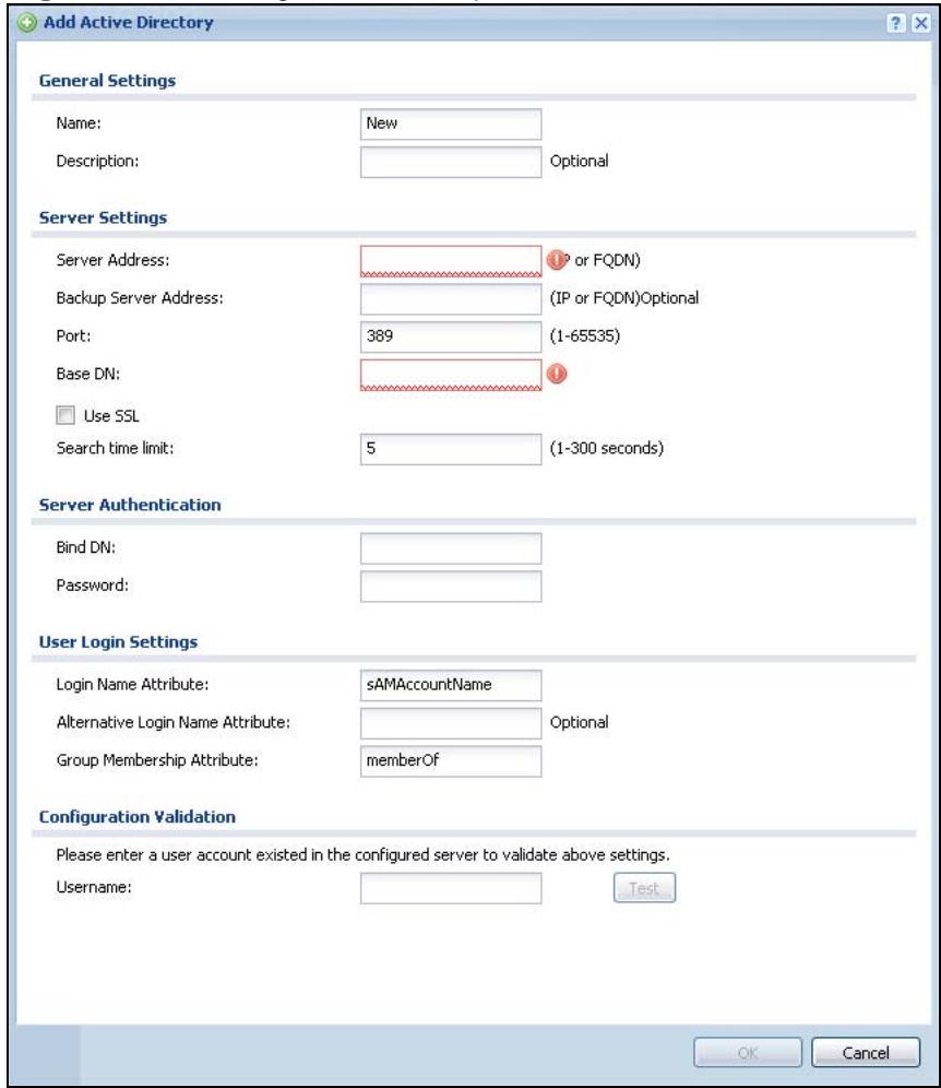 ZYXEL ZYWALL USG 20 - Adding an Active Directory or LDAP Server - 1