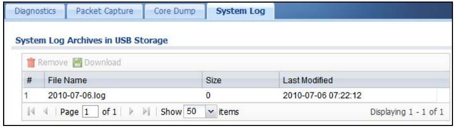 ZYXEL ZYWALL USG 20 - The System Log Screen - 1