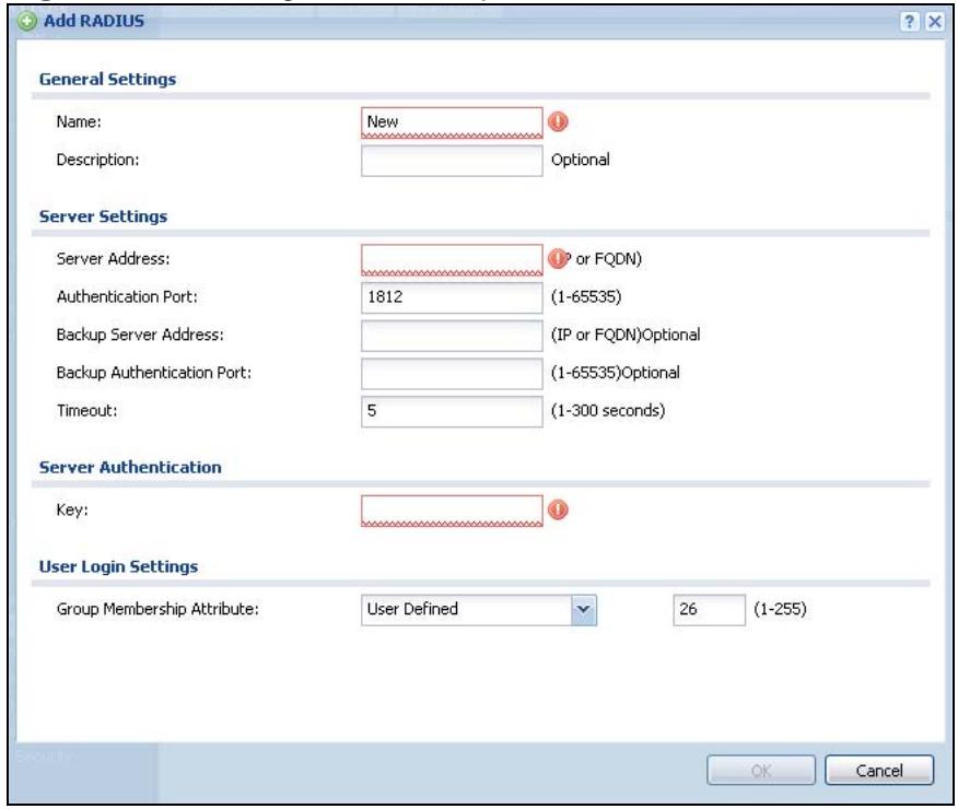 ZYXEL ZYWALL USG 20 - Adding a RADIUS Server - 1