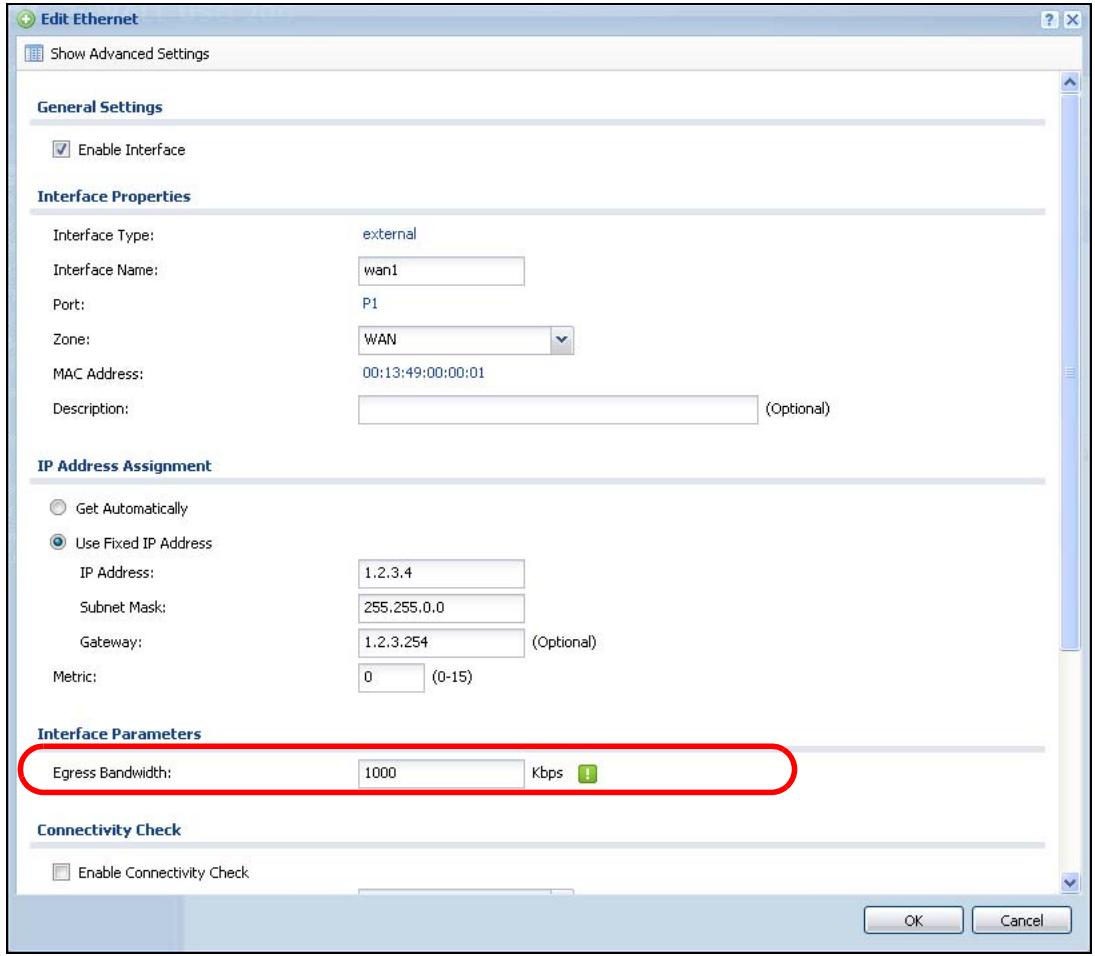 ZYXEL ZYWALL USG 20 - Set Up Available Bandwidth on Ethernet Interfaces - 1