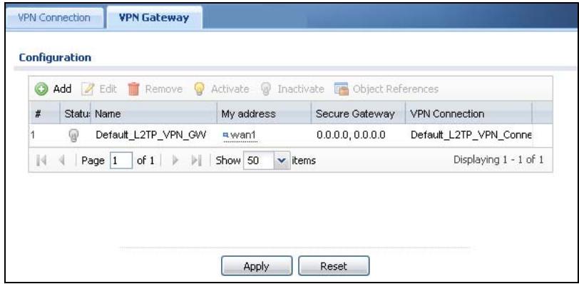 ZYXEL ZYWALL USG 20 - The VPN Gateway Screen - 1
