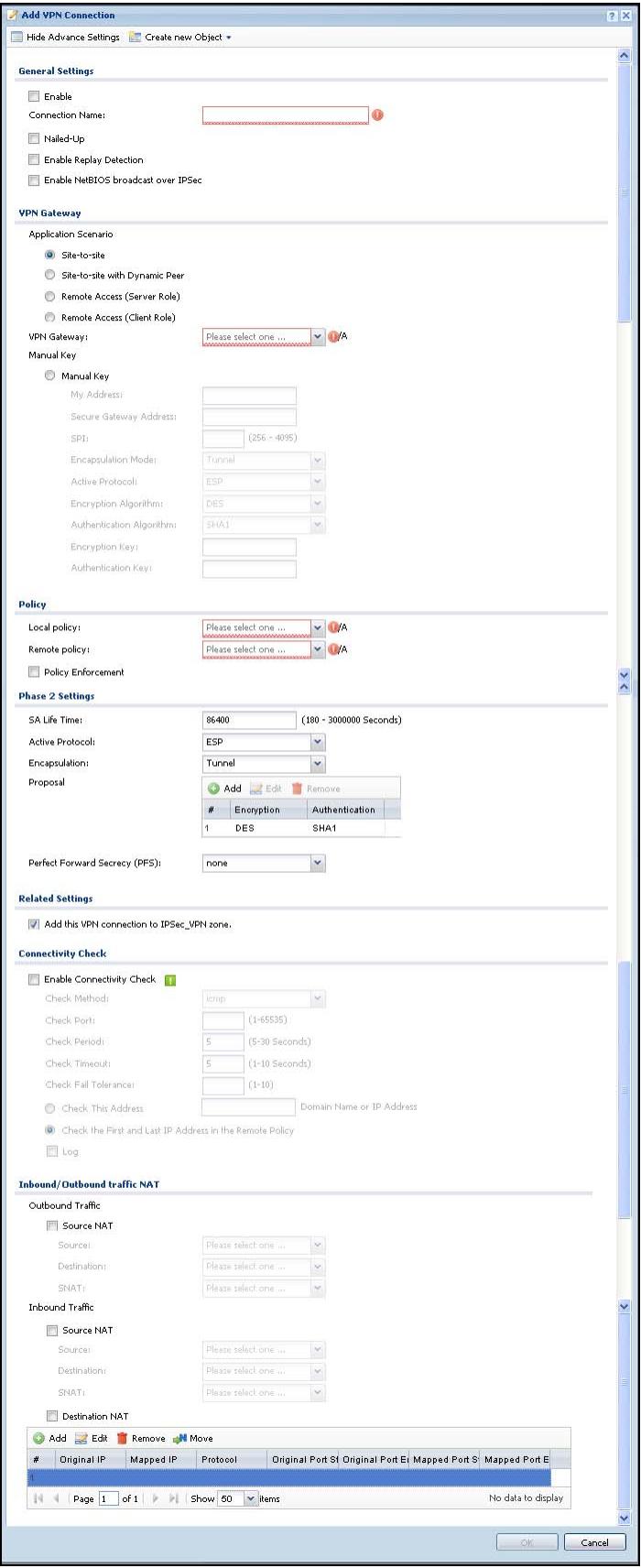 ZYXEL ZYWALL USG 20 - The VPN Connection Add/Edit (IKE) Screen - 1