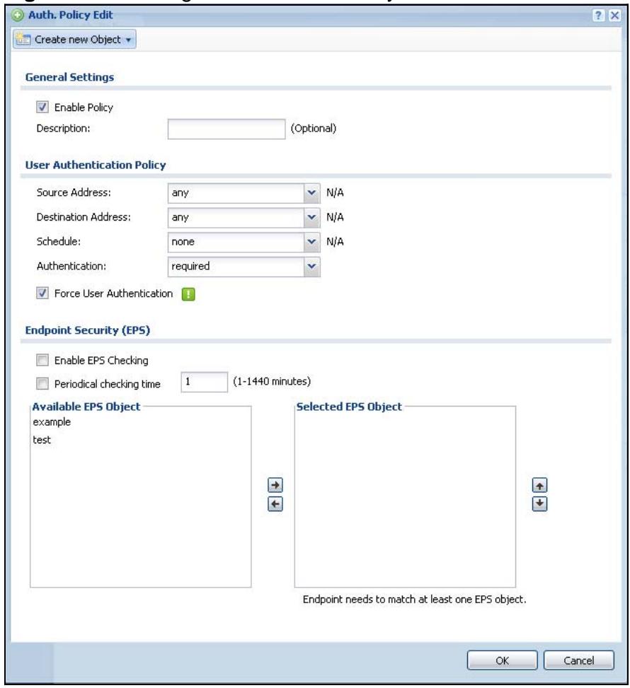 ZYXEL ZYWALL USG 20 - Creating/Editing an Authentication Policy - 1