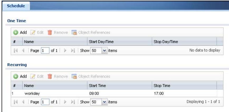 ZYXEL ZYWALL USG 20 - The Schedule Summary Screen - 1