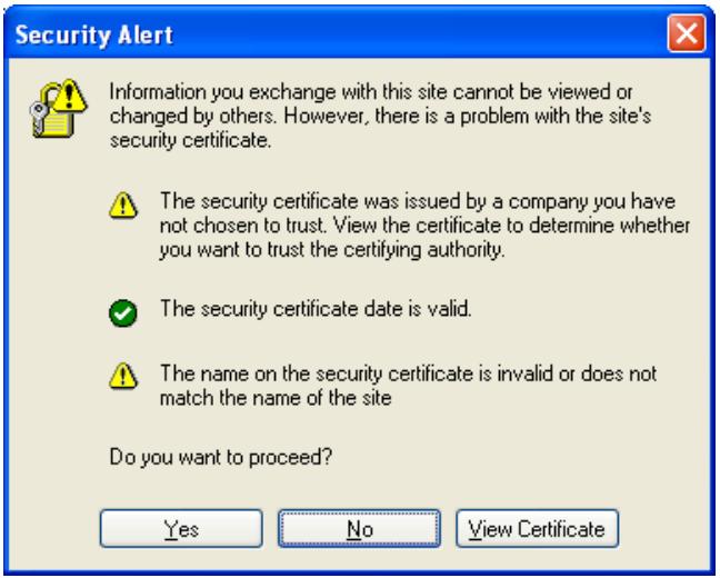 ZYXEL ZYWALL USG 20 - Internet Explorer Warning Messages - 1