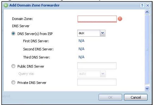 ZYXEL ZYWALL USG 20 - Adding a Domain Zone Forwarder - 1