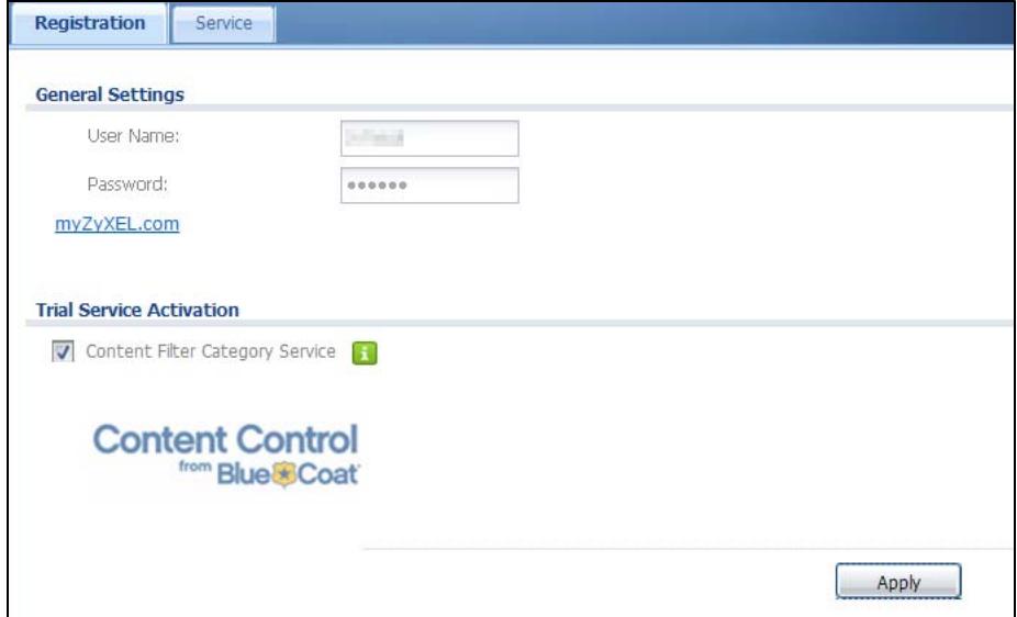 ZYXEL ZYWALL USG 20 - The Registration Screen - 2