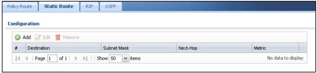 ZYXEL ZYWALL USG 20 - IP Static Route Screen - 1