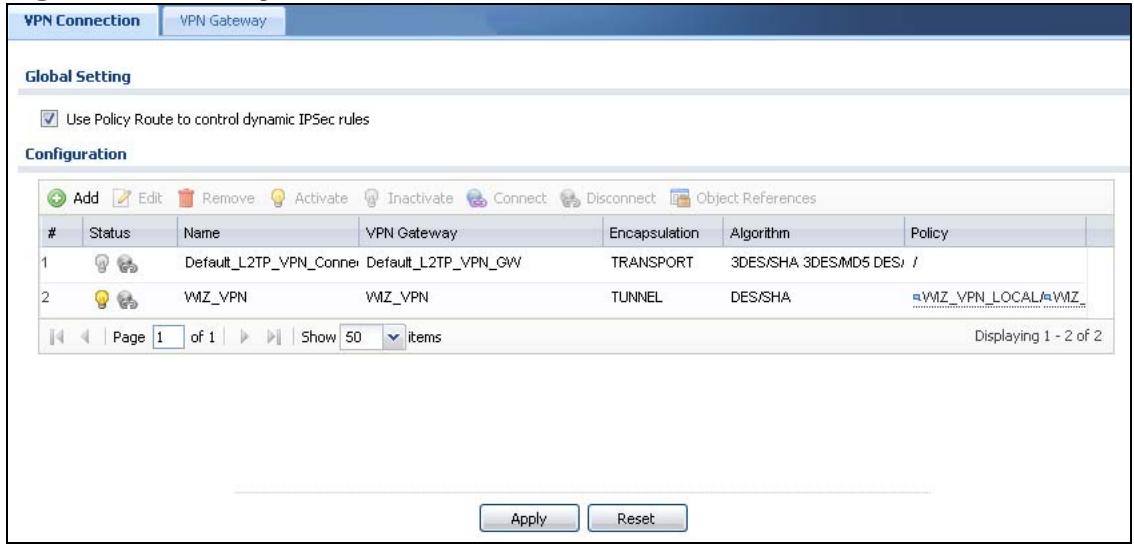 ZYXEL ZYWALL USG 20 - The VPN Connection Screen - 1