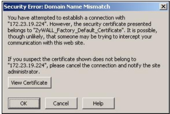ZYXEL ZYWALL USG 20 - Netscape Navigator Warning Messages - 2