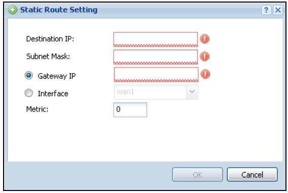 ZYXEL ZYWALL USG 20 - Static Route Add/Edit Screen - 1