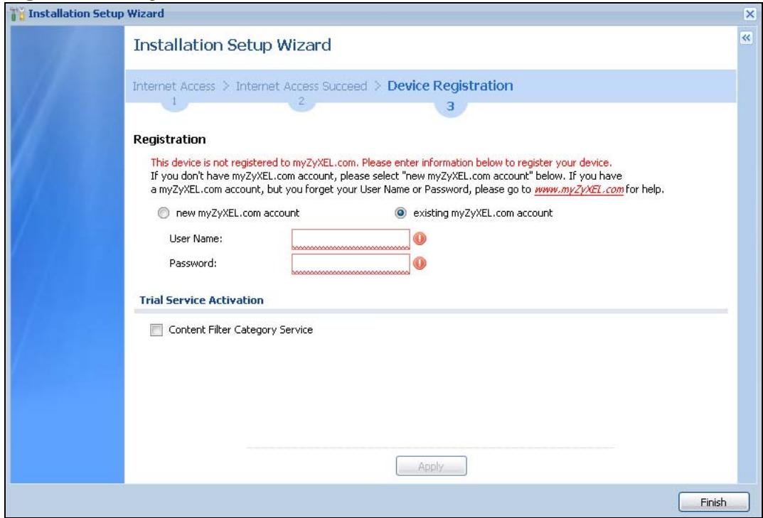 ZYXEL ZYWALL USG 20 - Device Registration - 1