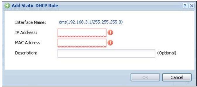 ZYXEL ZYWALL USG 20 - Static DHCP Edit - 1