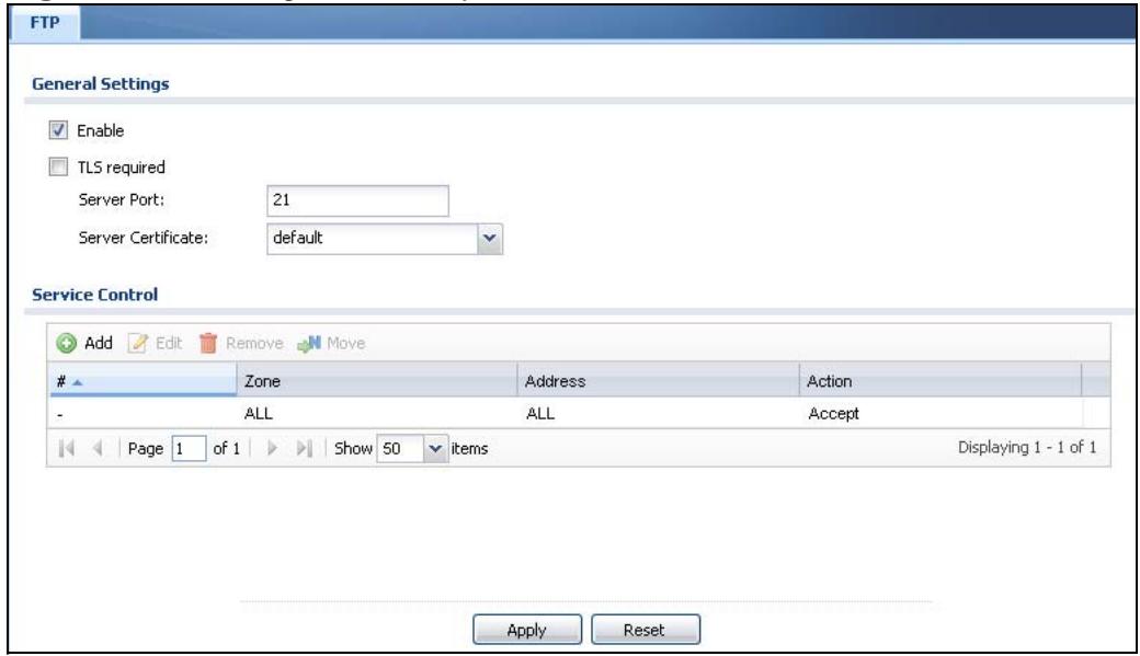 ZYXEL ZYWALL USG 20 - Configuring FTP - 1