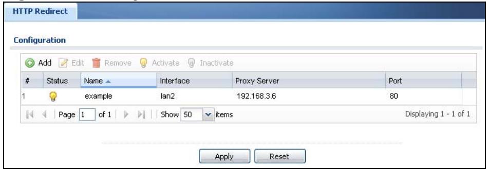 ZYXEL ZYWALL USG 20 - The HTTP Redirect Screen - 1