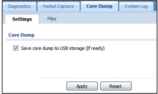 ZYXEL ZYWALL USG 20 - Core Dump Screen - 1