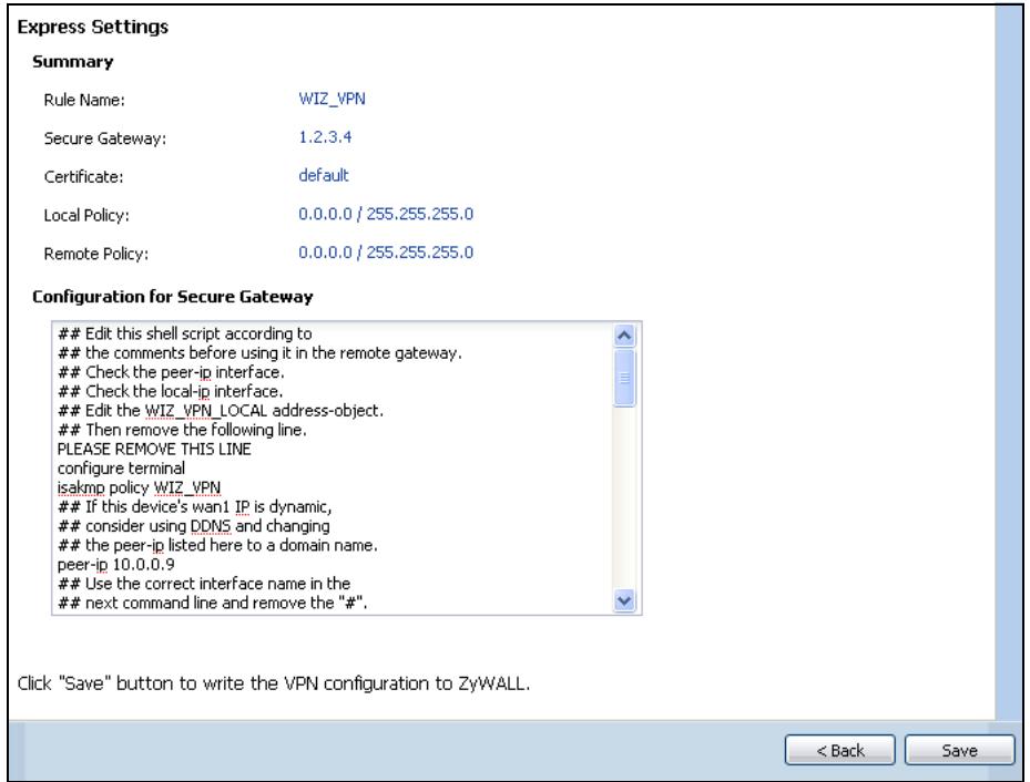 ZYXEL ZYWALL USG 20 - VPN Advanced Wizard - Summary - 1