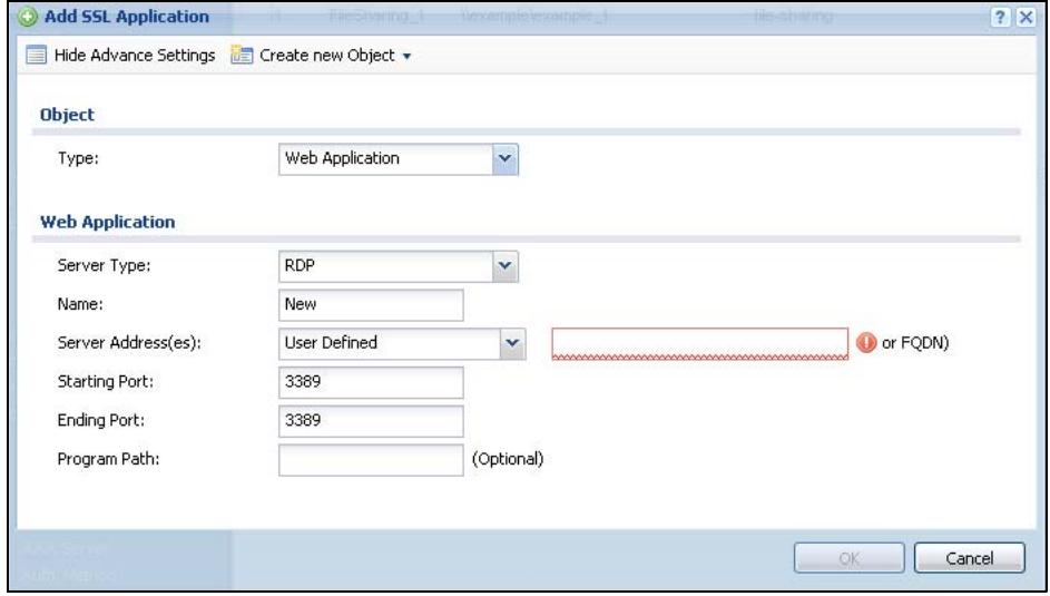 ZYXEL ZYWALL USG 20 - Creating/Editing a Web-based SSL Application Object - 1