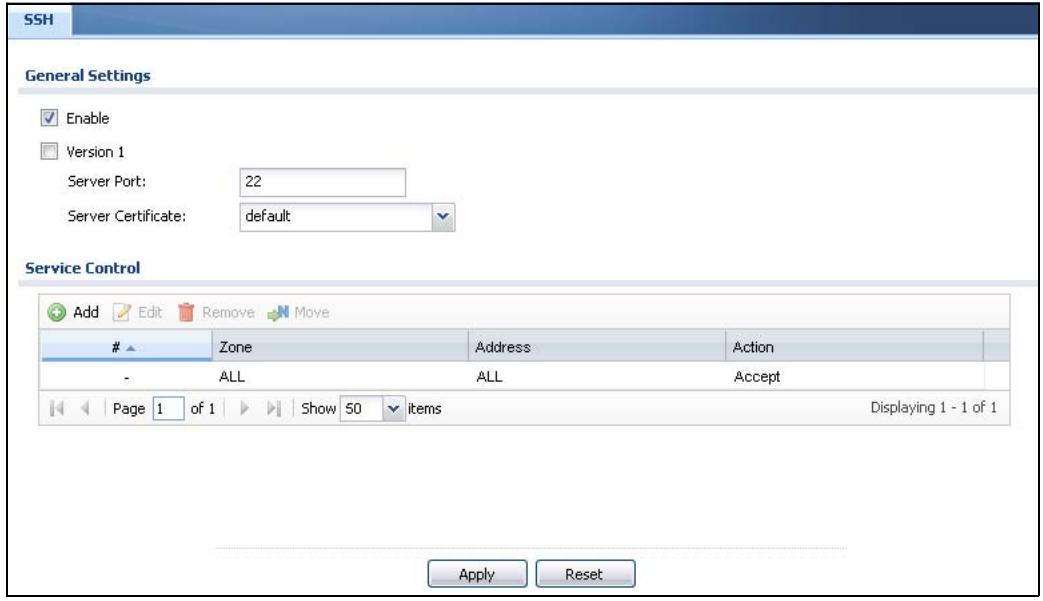 ZYXEL ZYWALL USG 20 - Configuring SSH - 1