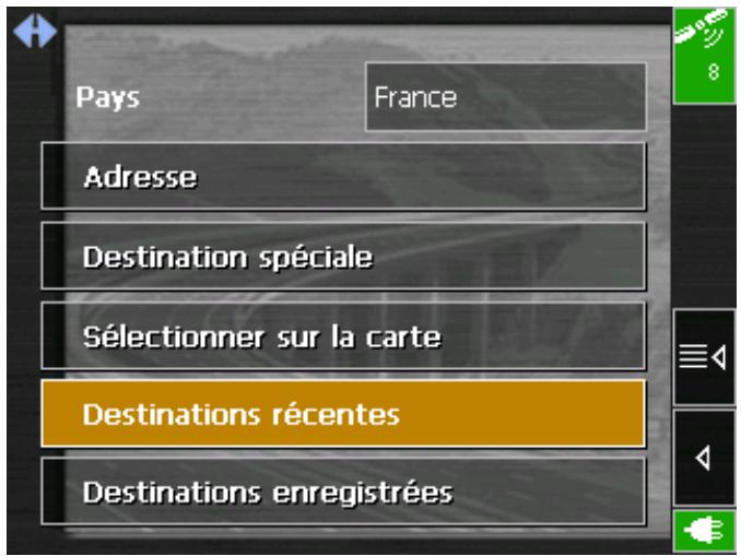 NAVIGON MOBILE NAVIGATOR 4.2 - Reprendre une destination de la liste des destinations récentes - 1