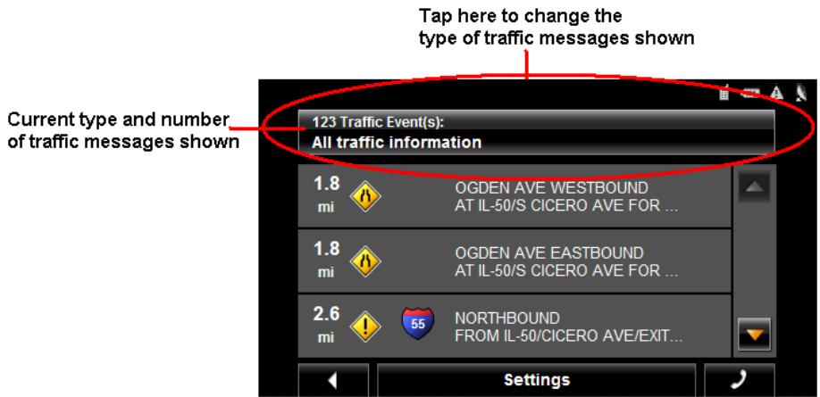 NAVIGON 5100 MAX - Specify the type of traffic messages to display - 2