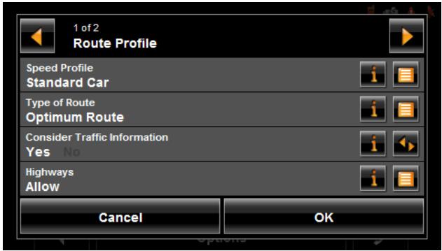 NAVIGON 5100 MAX - Viewing or Changing the Route Profile - 1