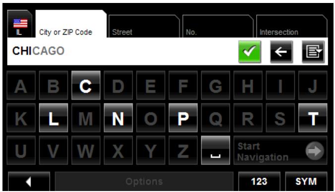NAVIGON 5100 MAX - Using auto-complete to select a destination - 1