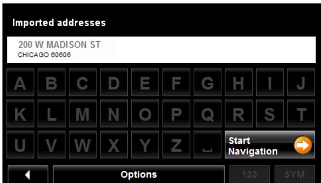 NAVIGON 5100 MAX - Selecting a destination Imported from Outlook - 2