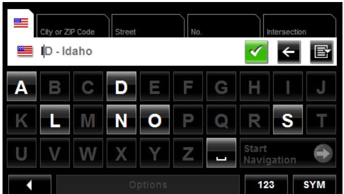 NAVIGON 5100 MAX - Selecting a Search Area Using the Keyboard - 1