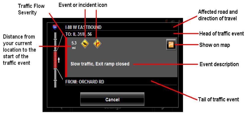 NAVIGON 5100 MAX - Tap a message to view more information on the traffic event. - 1
