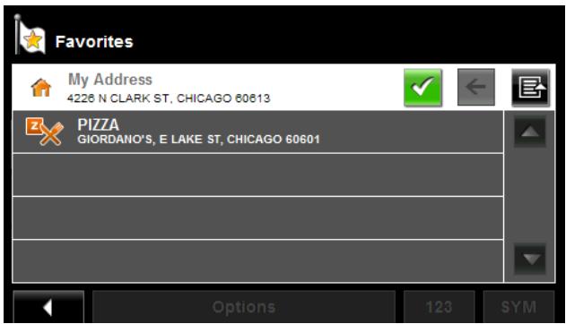 NAVIGON 5100 MAX - Selecting a destination from the Favorites list - 2