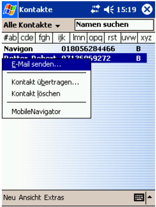 NAVIGON MOBILENAVIGATOR 4.0 - Utiliser l'adresse d'un contact Outlook - 2