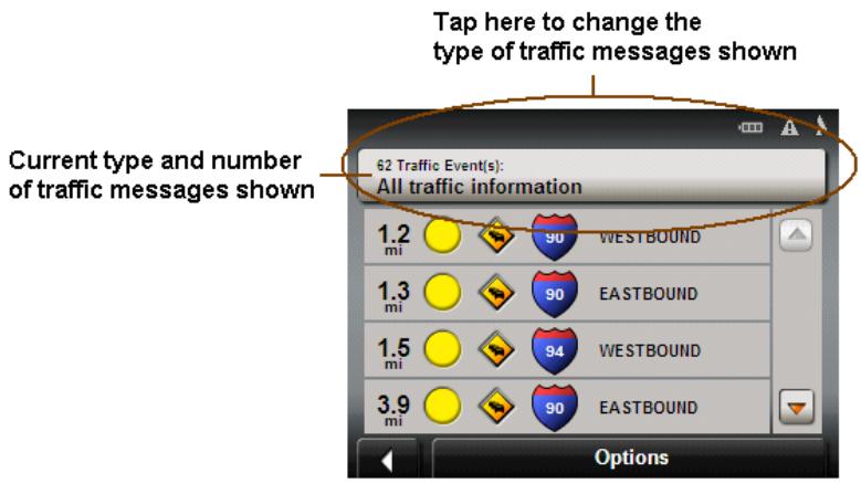 NAVIGON 2120 - Specify the type of traffic messages to display - 2